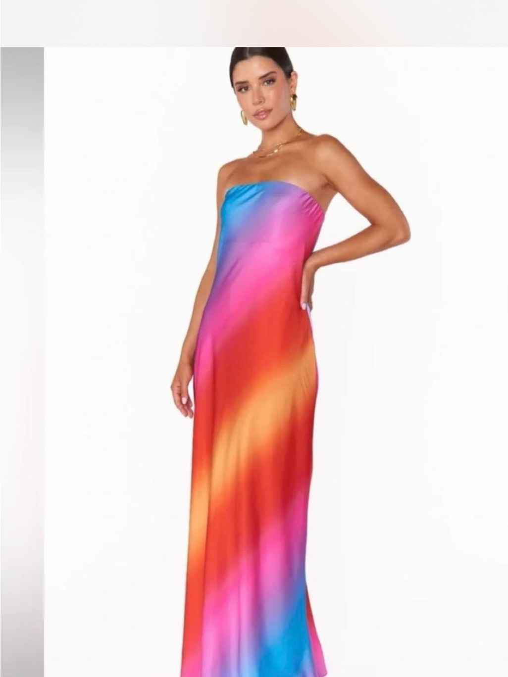 Show Me Your Mumu Strapless Ombre Maxi Dress In Pink, Blue, Orange